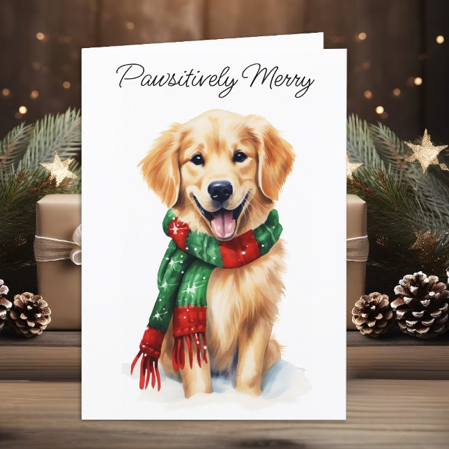 Festiva Tarjeta de Navidades de Golden Retriever (Subido por el creador)