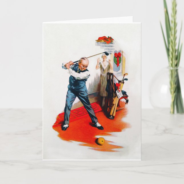 Festiva Tarjeta de Navidades de golf Vintage 1925 (Anverso)