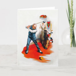 Festiva Tarjeta de Navidades de golf Vintage 1925