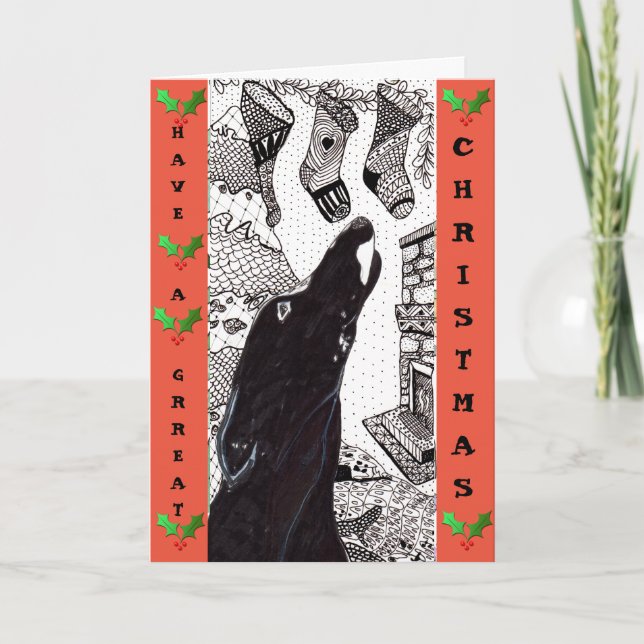 Festiva Tarjeta de Navidades de Greyhound (a31) (Anverso)