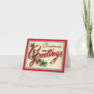 Festiva Tarjeta de Navidades de guirnaldas de estilo retro