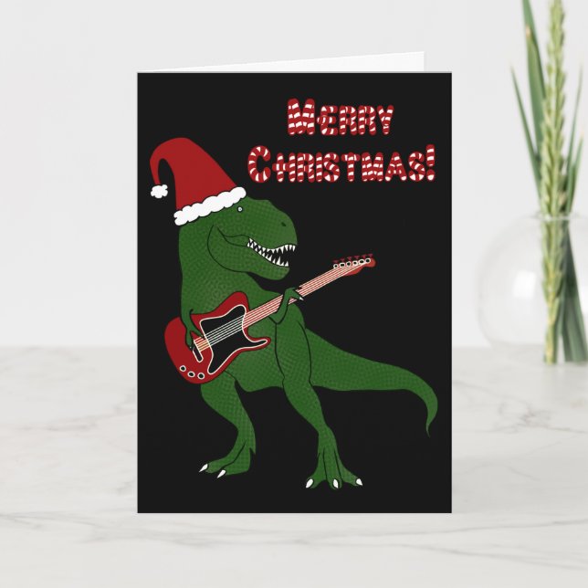 Festiva Tarjeta de Navidades de guitarra T-Rex (Anverso)