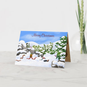 Festiva tarjeta de Navidades de gusano