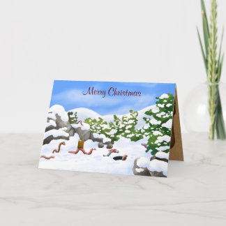 Festiva tarjeta de Navidades de gusano