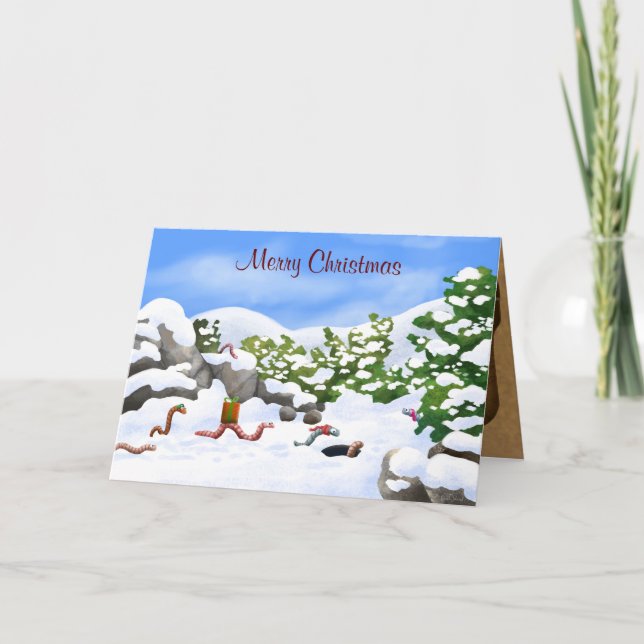 Festiva tarjeta de Navidades de gusano (Anverso)