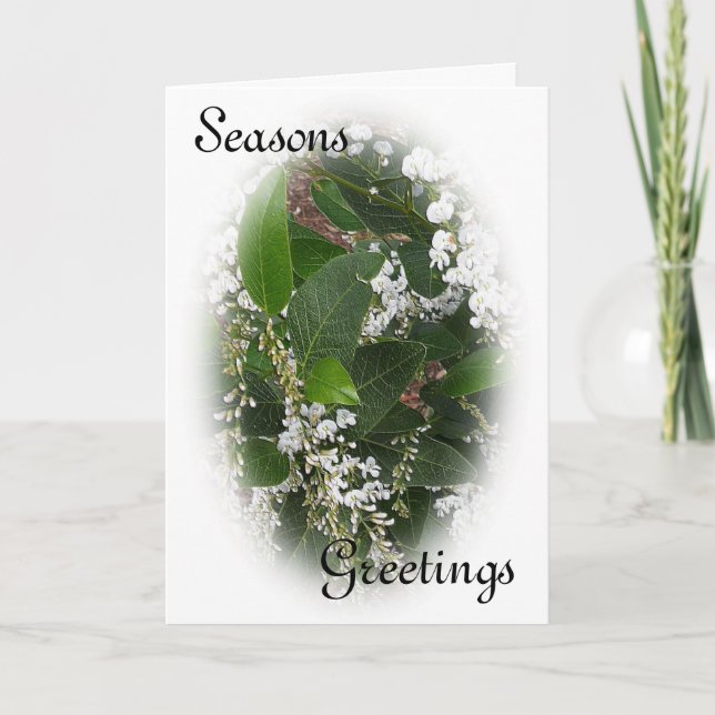 Festiva Tarjeta de Navidades de Hardenbergia Blanca (Anverso)