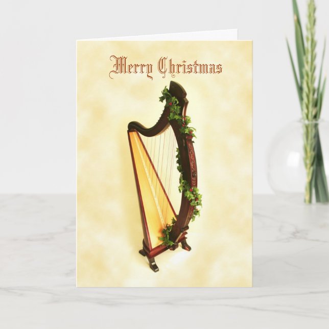 Festiva Tarjeta de Navidades de Harp Celtic (Anverso)