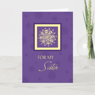 Festiva Tarjeta de Navidades de hermandad Purple Snowflake