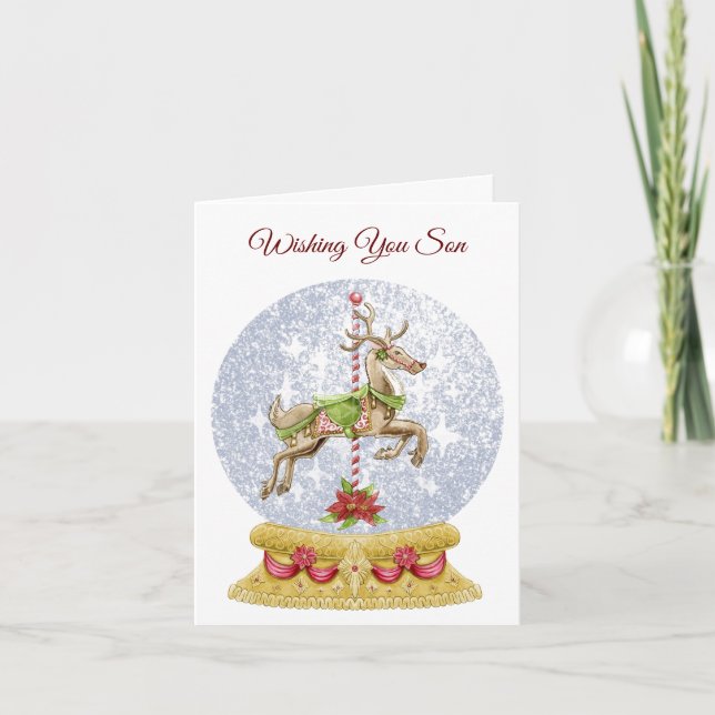 Festiva Tarjeta de Navidades de hijo y familia (Anverso)