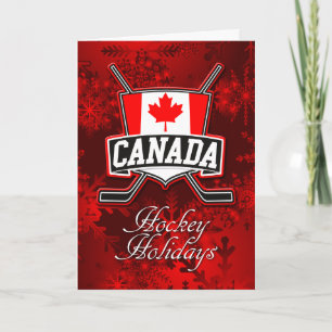 Festiva Tarjeta de Navidades de hockey sobre bandera de Ca