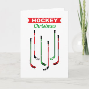 Festiva Tarjeta de Navidades de hockey Sticks