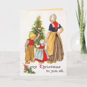 Festiva Tarjeta de Navidades de Holanda Vintage