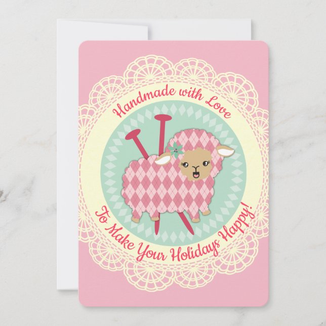 Festiva Tarjeta de Navidades de hormigueo de ovejas arcill (Anverso)