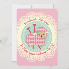 Festiva Tarjeta de Navidades de hormigueo de ovejas arcill