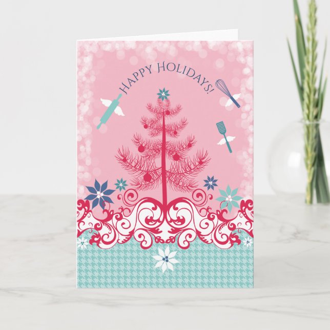 Festiva Tarjeta de Navidades de hornear utensilios de ánge (Anverso)