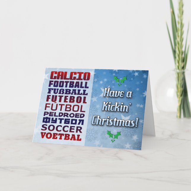 Festiva Tarjeta de Navidades de idiomas de fútbol de perso (Anverso)