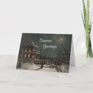 Festiva Tarjeta de Navidades de impresión de época de reun