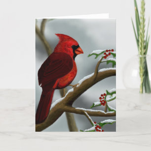 Festiva Tarjeta de Navidades de invierno del Cardenal Rojo