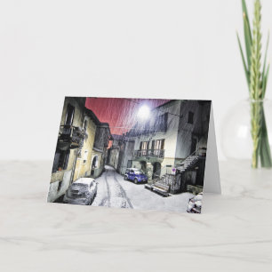 Festiva Tarjeta de Navidades de invierno en Italia