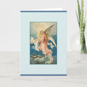 Festiva Tarjeta de Navidades de Jesús y Ángel Ruso Vintage
