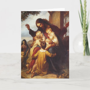 Festiva Tarjeta de Navidades de Jesús y Niños