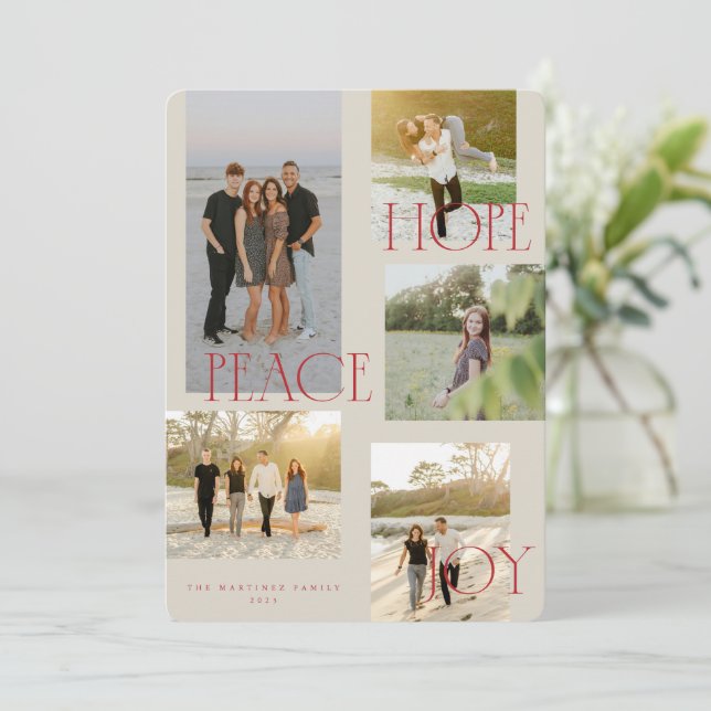 Festiva Tarjeta de Navidades de Joy de Peace Hope (Anverso de pie)