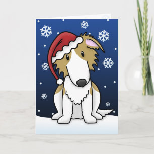 Festiva Tarjeta de Navidades de Kawaii Borzoi