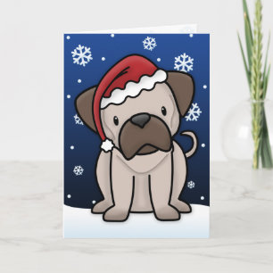 Festiva Tarjeta de Navidades de Kawaii Pug