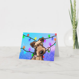 Festiva Tarjeta de Navidades de KiniArt Welsh Terrier