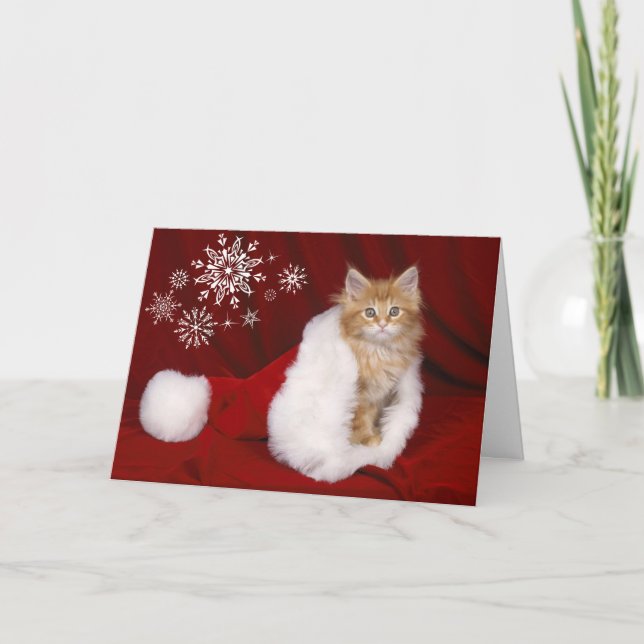 Festiva Tarjeta de Navidades de Kitten (Anverso)