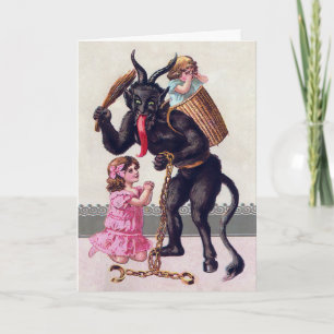 Festiva Tarjeta de Navidades de Krampus maltratador de vin