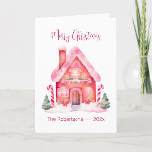 Festiva Tarjeta de Navidades de la Casa de Gingerbread Ros
