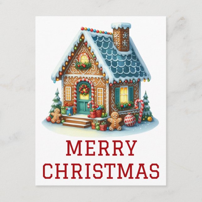 Festiva Tarjeta de Navidades de la casa Gingerbread (Anverso)