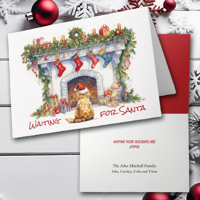 Festiva Tarjeta de Navidades de la chimenea del gato Ginge (Subido por el creador)