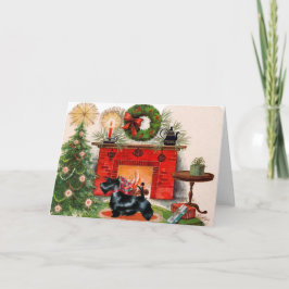 Festiva Tarjeta de Navidades de la chimenea y del territor
