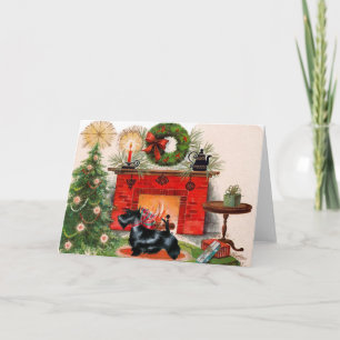 Festiva Tarjeta de Navidades de la chimenea y del territor
