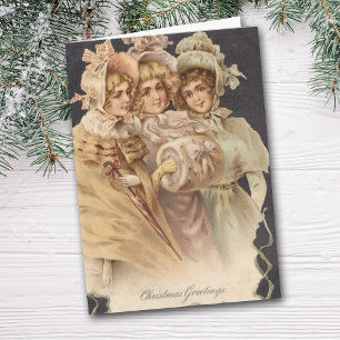 Festiva Tarjeta de Navidades de la era victoriana