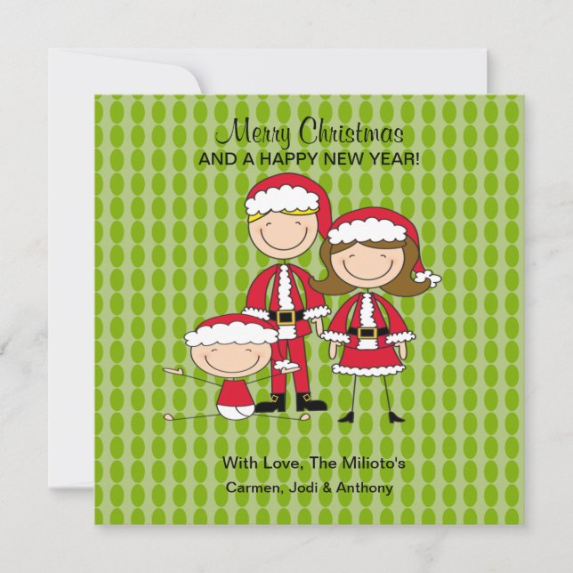 Festiva Tarjeta de Navidades de la familia de 3 palos (Anverso)