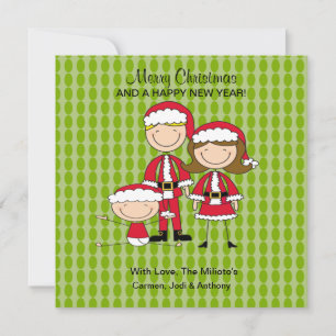 Festiva Tarjeta de Navidades de la familia de 3 palos