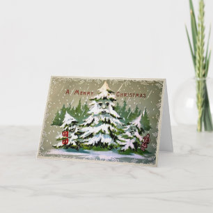 Festiva Tarjeta de Navidades de la familia de árboles raro