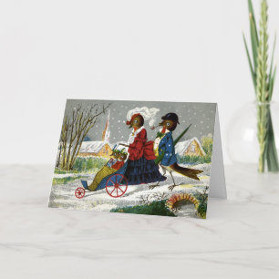 Festiva Tarjeta de Navidades de la familia de aves de corr