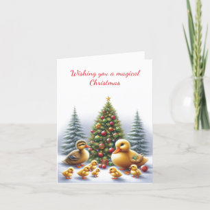 Festiva Tarjeta de Navidades de la familia Duck