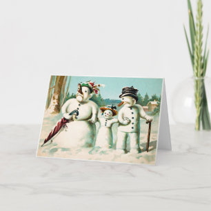 Festiva Tarjeta de Navidades de la familia Snowman de Vict
