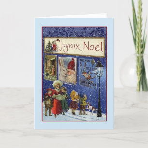 Festiva Tarjeta de Navidades de la francesa victoriana Joy