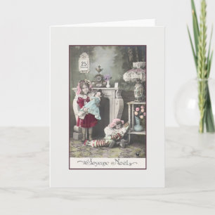 Festiva Tarjeta de Navidades de la francesa victoriana Joy