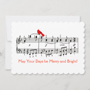 Festiva Tarjeta de Navidades de la música y los pájaros ro