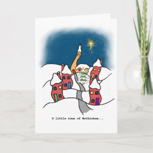 Festiva Tarjeta de Navidades de la pequeña ciudad de Belén