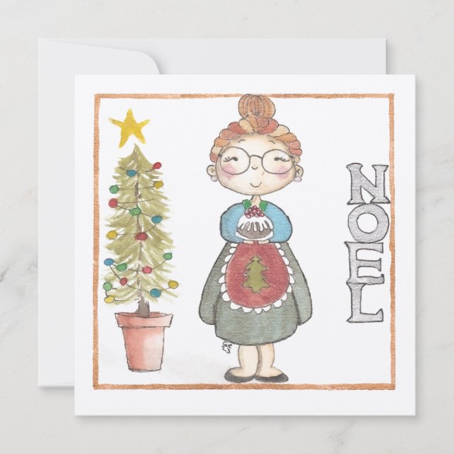 Festiva Tarjeta de Navidades de la Sra. Noel (Anverso)