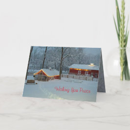 Festiva Tarjeta de Navidades de la tranquila granja Snowy 