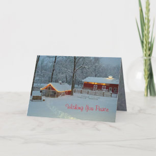 Festiva Tarjeta de Navidades de la tranquila granja Snowy